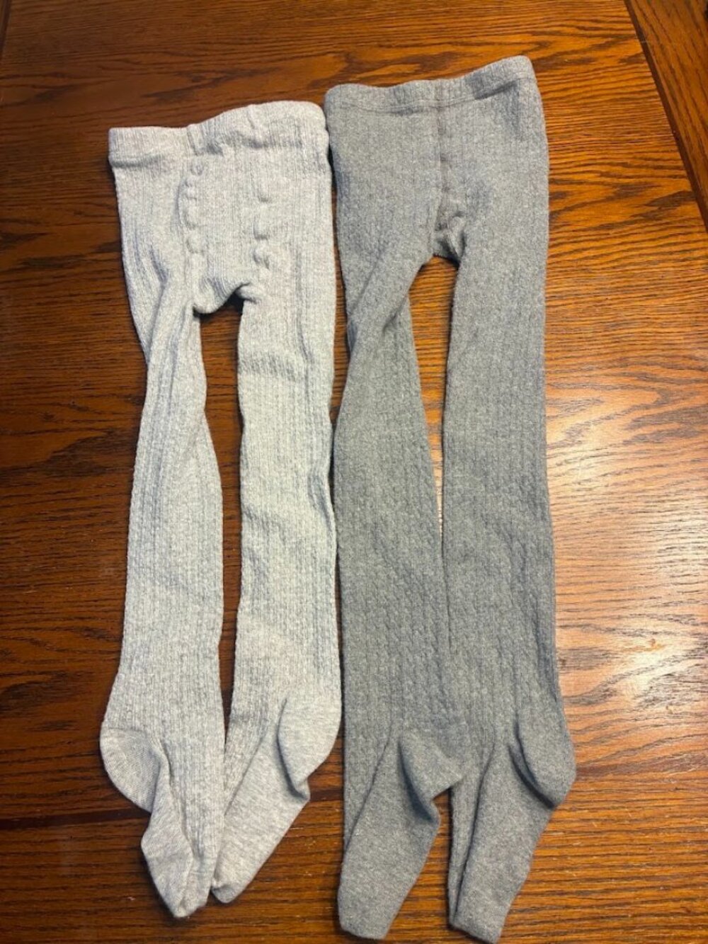 Two pairs of Gray Cable Knit Tights - Girls Size 5-6 years oldd